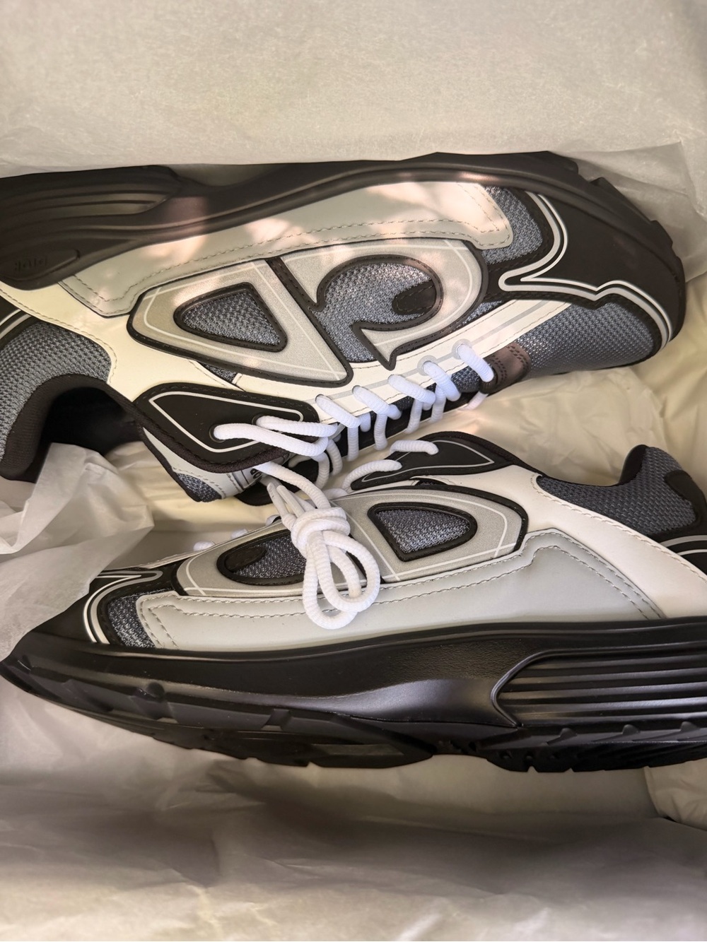 Men's Christian Dior B30 Sneakers in White and Gray